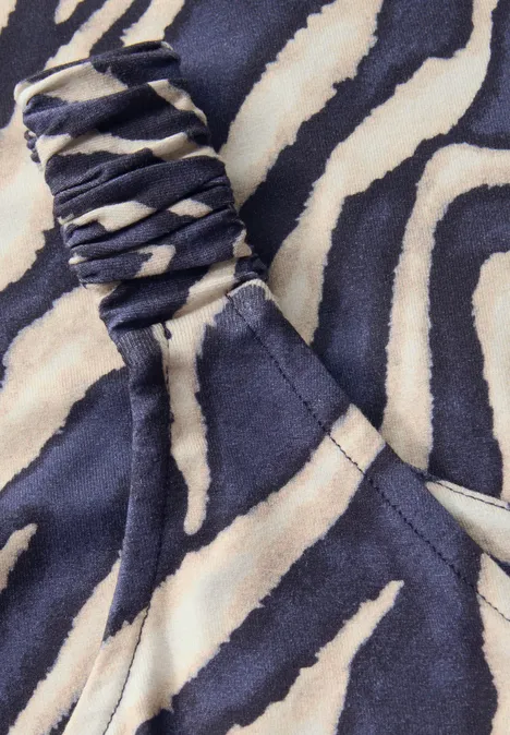 Print-Top mit Raffung deep blue