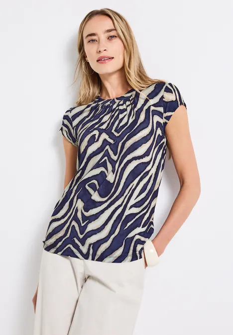 Gemustertes Jersey-Shirt deep blue