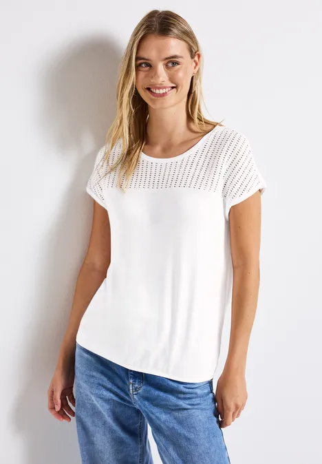 Shirt mit Spitzendetails White