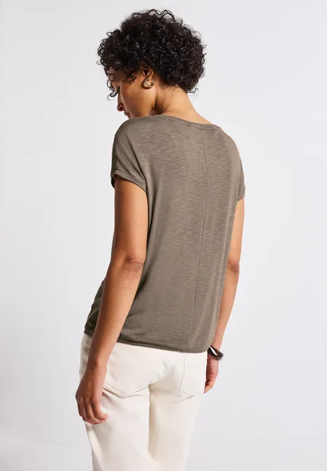 Shirt mit Spitzendetails dark tumbled beige