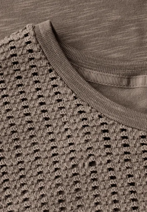 Shirt mit Spitzendetails dark tumbled beige