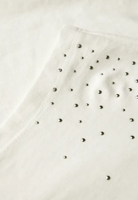 Shirt mit Schmucksteinen off white