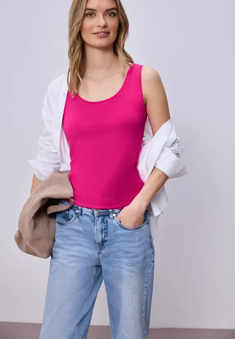 Basic Top mit Rundhals aus Jersey magenta dream