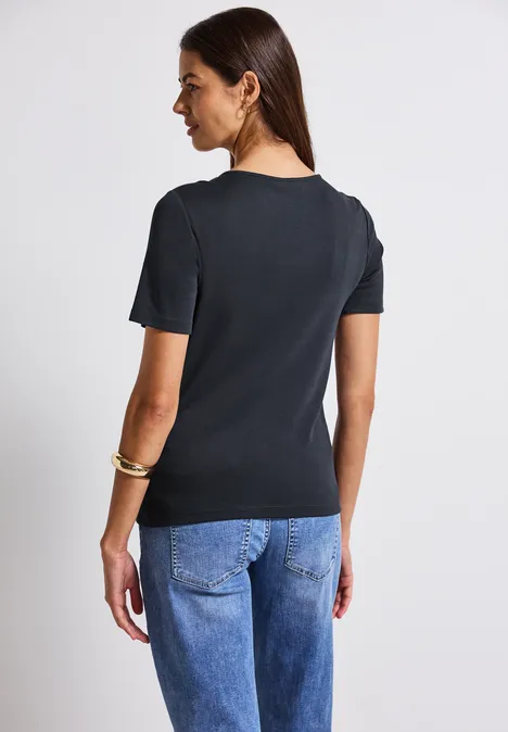 T-Shirt mit Herzausschnitt deepwater blue