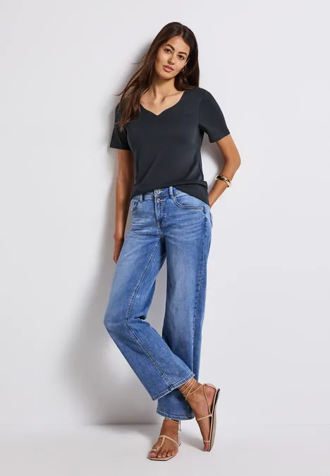 T-Shirt mit Herzausschnitt deepwater blue