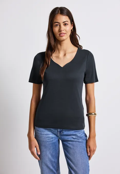 T-Shirt mit Herzausschnitt deepwater blue