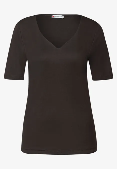 T-Shirt mit Herzausschnitt deep roast brown