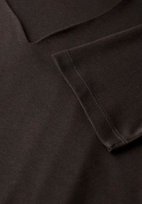 T-Shirt mit Herzausschnitt deep roast brown