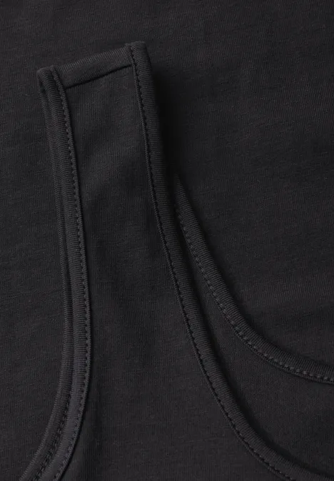 Basic Top mit Square Neck Black