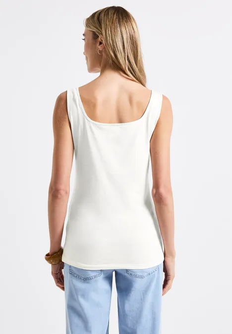 Basic Top mit Square Neck off white