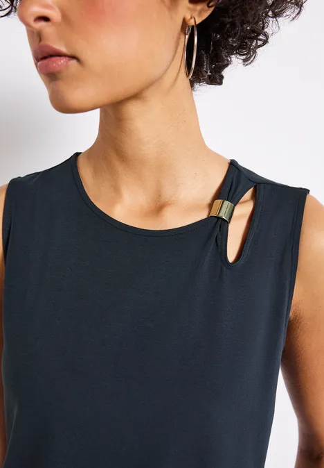 Top mit Cut-Out und Detail deepwater blue