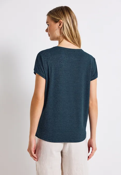 Shirt mit Glitzerstreifen tide blue