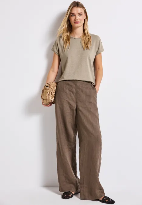 Shirt mit Glitzerstreifen morning beige