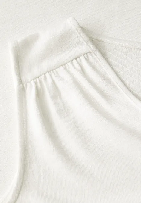 V-Neck Top mit Spitze off white