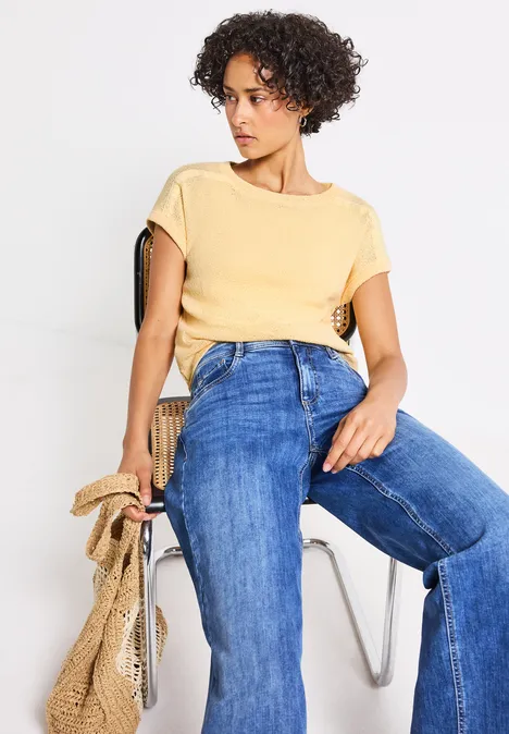 Strick-Look T-Shirt buttercream yellow