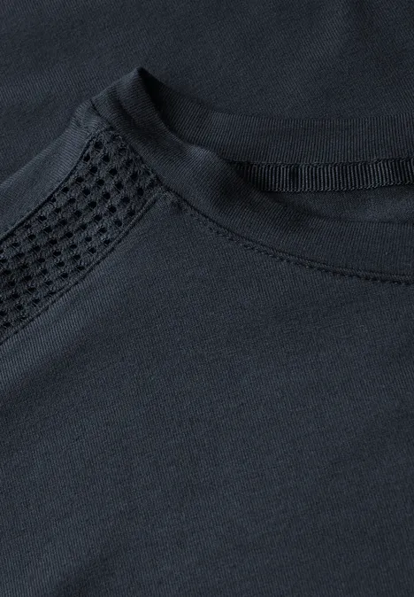 Jersey-Shirt mit Mesh-Detail deepwater blue
