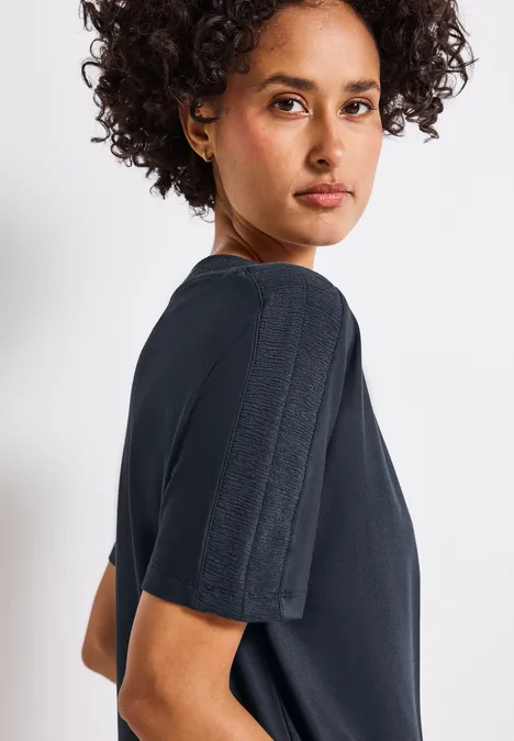 Shirt mit Strukturkragen deepwater blue