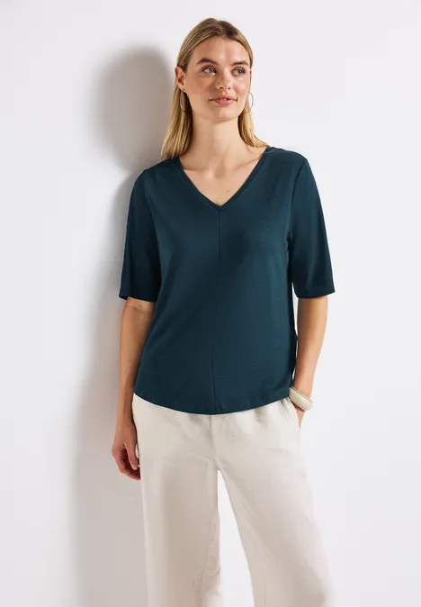 V-Neck T-Shirt tide blue
