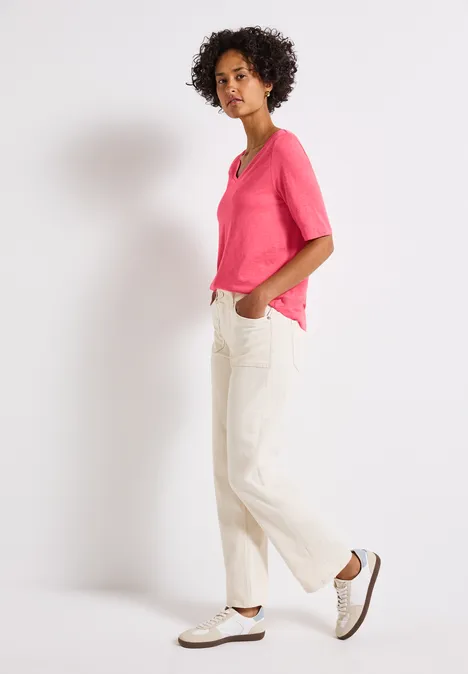 V-Neck T-Shirt almond coral