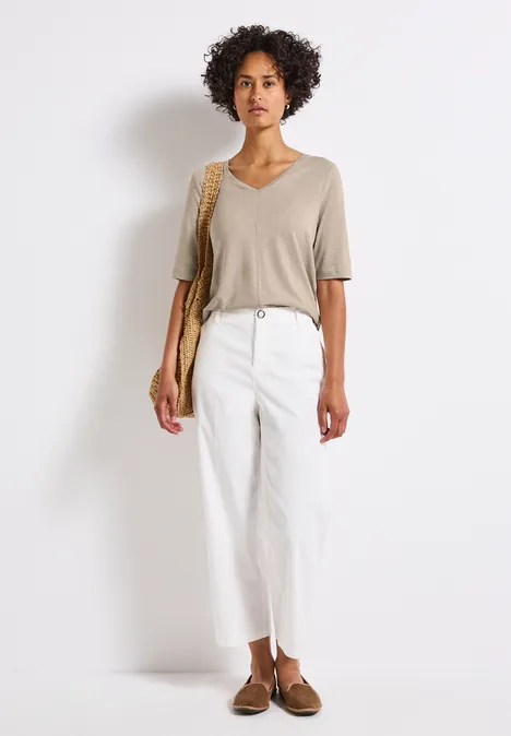 V-Neck T-Shirt morning beige