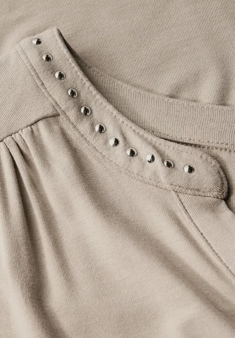 Jersey-Shirt mit Nieten morning beige