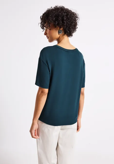 Shirt mit Deko-Ausschnitt tide blue
