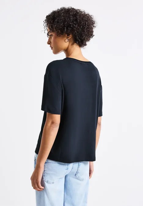 Shirt mit Deko-Ausschnitt deepwater blue