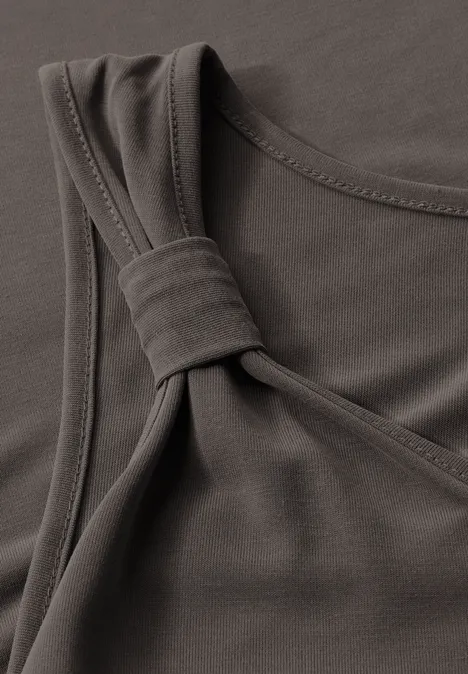 Silk-Look Top mit Knoten nomad brown