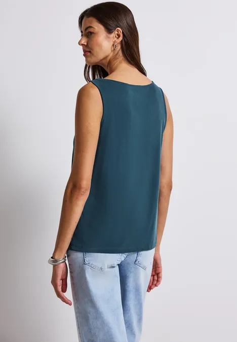 Silk-Look Top mit Knoten tide blue