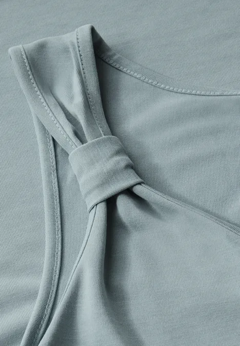 Silk-Look Top mit Knoten arona blue