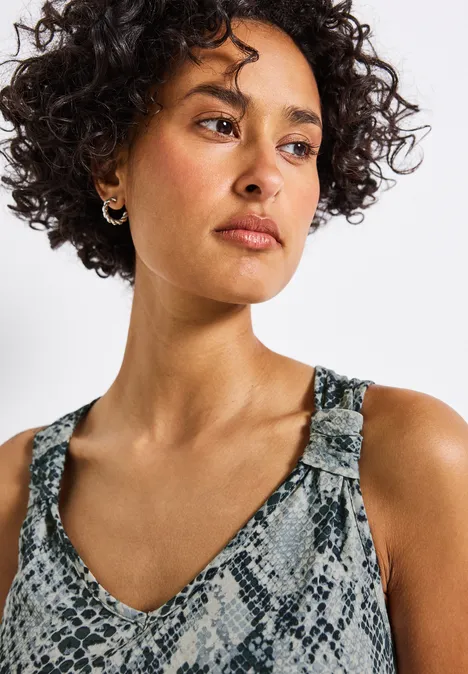 Snake Print Top mit Detail arona blue
