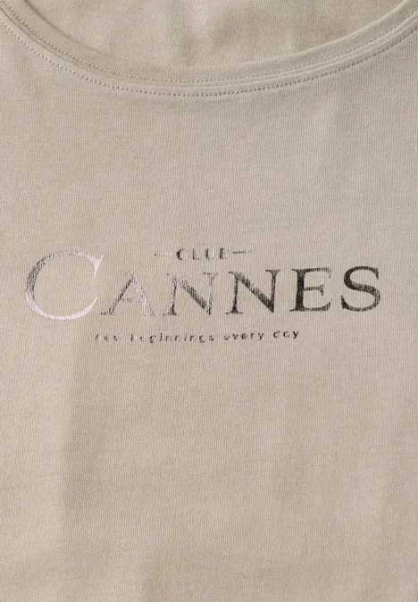 Shirt mit Folien-Wording morning beige