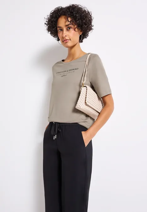 T-Shirt mit Wording morning beige