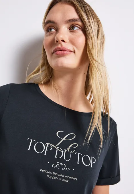 T-shirt avec détail turn-up deepwater blue