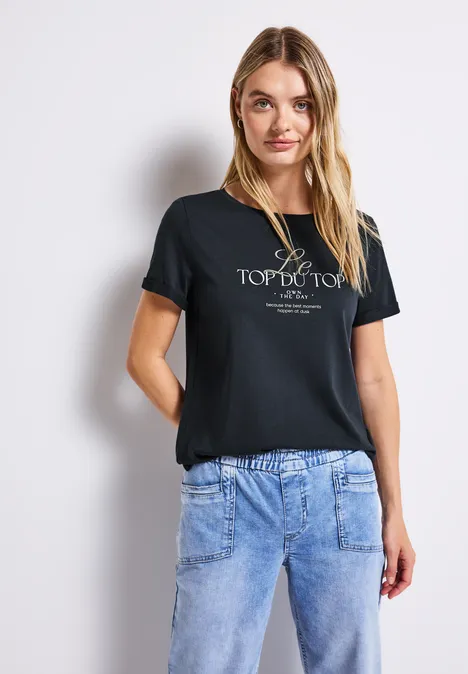 T-shirt avec détail turn-up deepwater blue