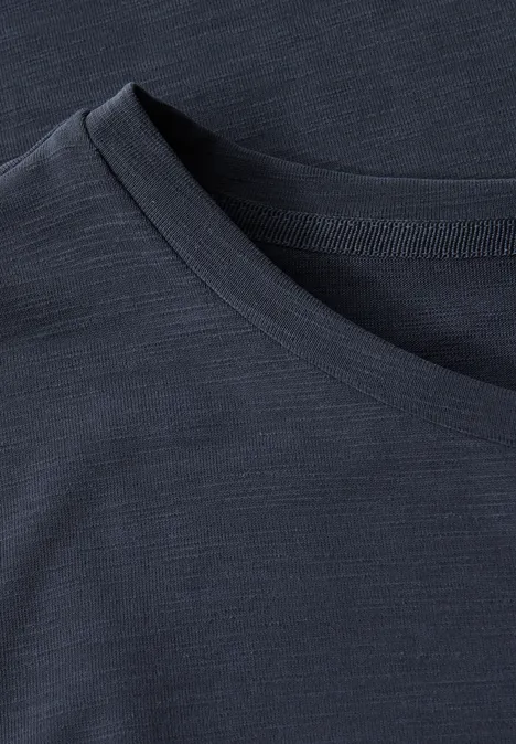 Silk-Look Shirt mit Wording deepwater blue