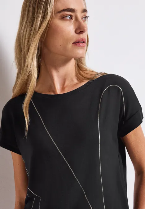 Shirt mit feinen Linien Black