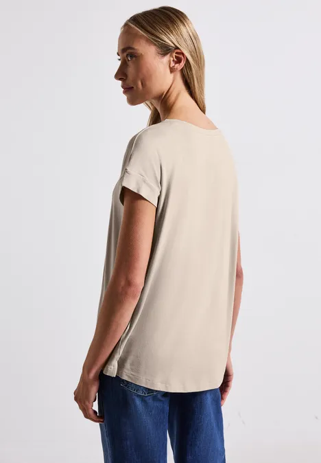 Shirt mit feinen Linien smooth sand beige