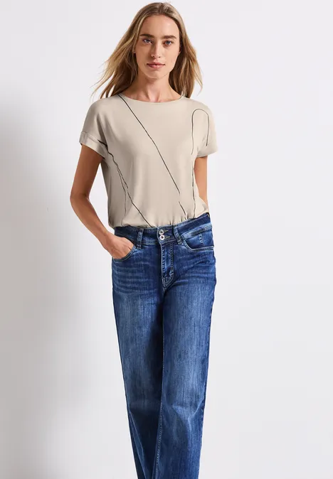 Shirt mit feinen Linien smooth sand beige