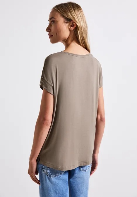 Shirt mit feinen Linien dark tumbled beige