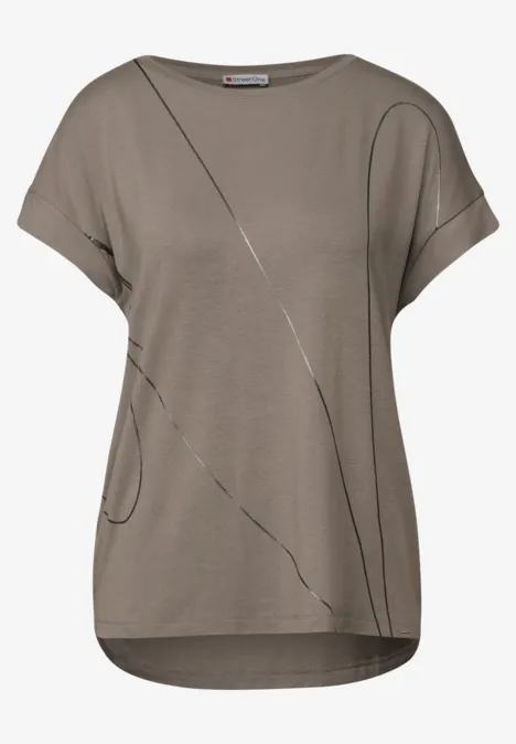 Shirt mit feinen Linien dark tumbled beige