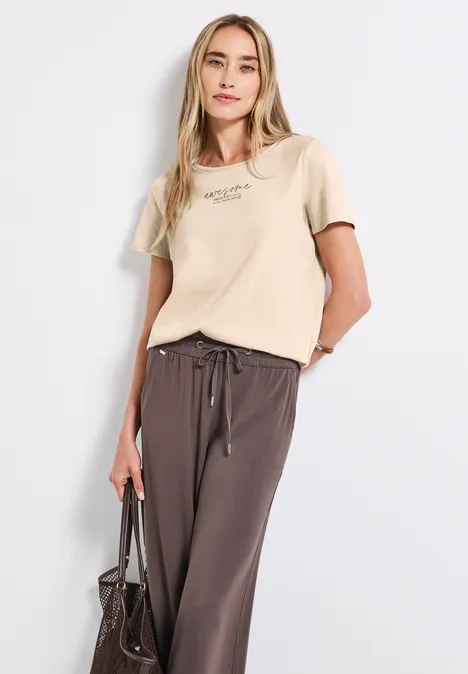 T-Shirt mit Print smooth sand beige