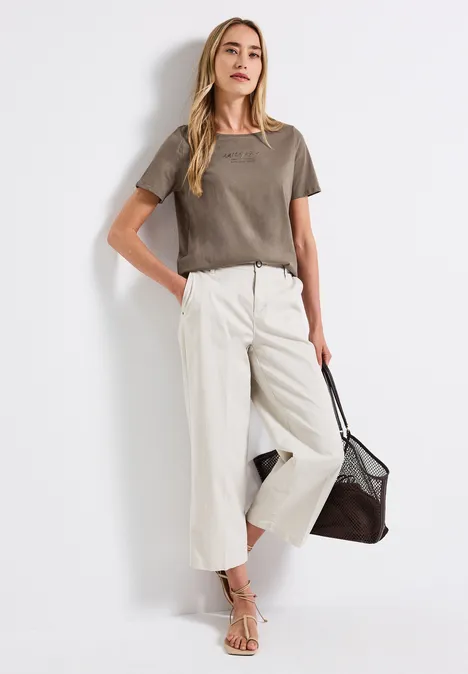 T-Shirt mit Print dark tumbled beige