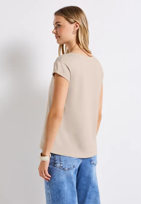 T-Shirt mit Wording Artwork smooth sand beige