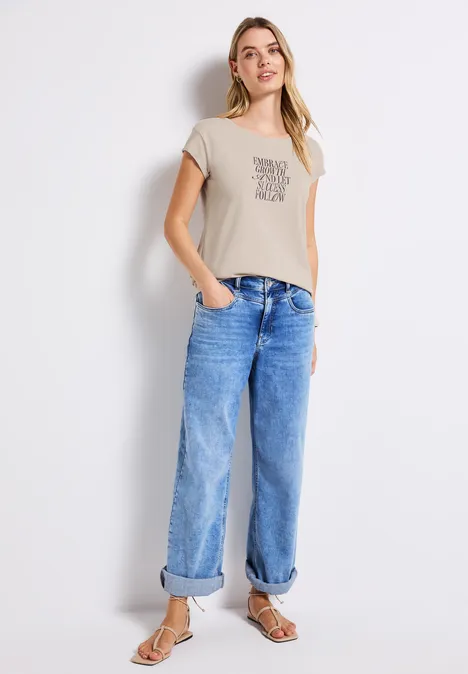 T-Shirt mit Wording Artwork smooth sand beige