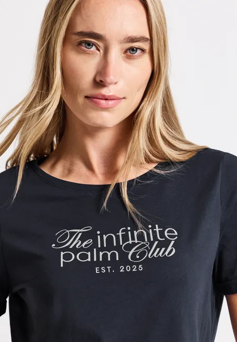 T-Shirt mit Wording Artwork deepwater blue
