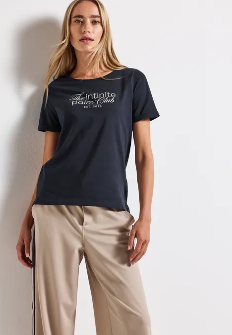 T-Shirt mit Wording Artwork deepwater blue