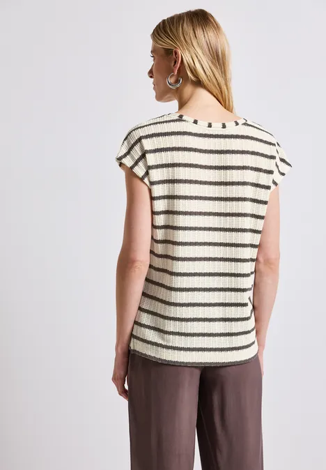 Strick-Look Streifen-Shirt nomad brown