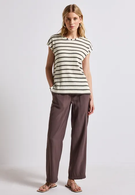 Strick-Look Streifen-Shirt nomad brown