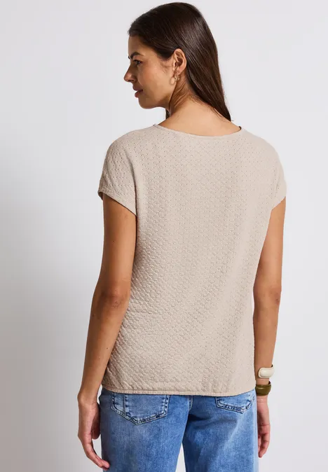 Spitzenshirt smooth sand beige